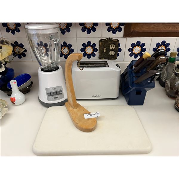 Assortment of Kitchen Accessories - Oster Blender, Simplicite Toaster, Knife Block & Knives & More!