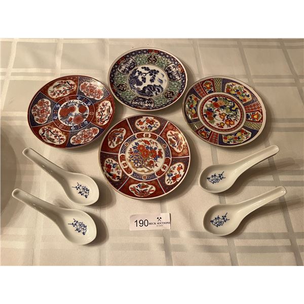 Assortment of Chinese Decorative Plates & Soup Spoons