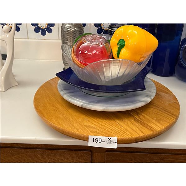 Assortment of Lazy Susanes, Bowls & Food Storage