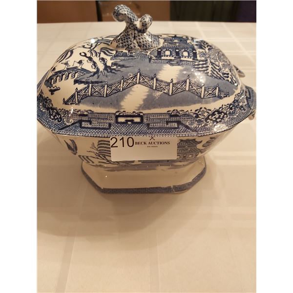 Soup Tureen With Small Chip On Lid - 12 L x 7 3/4 W x 5 1/4 H