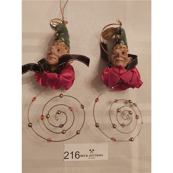 Two Katherine's Collections Jesters With Beaded Wire Spirals