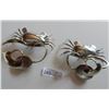 Image 1 : Two Metal Spoon Art (Silver Colored) Crab Candle Holders