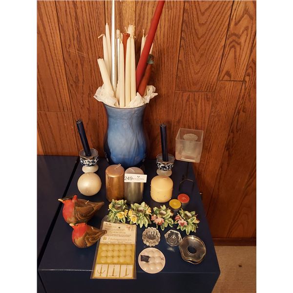 Assortment Of Candles And Candle Holders