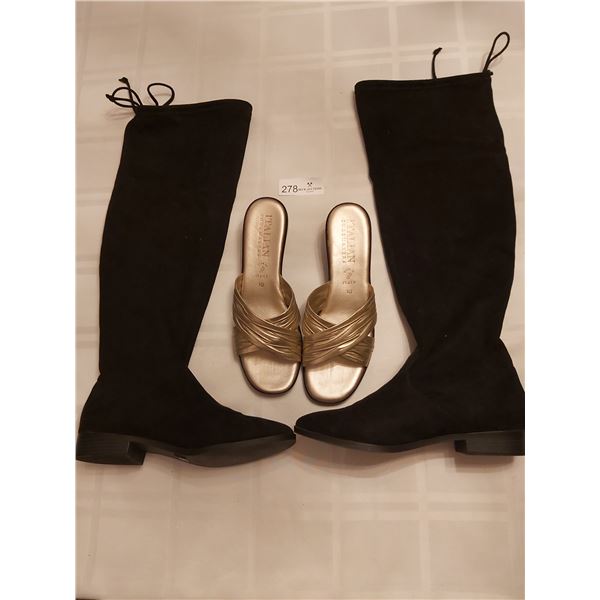 Italian Shoemakers Sandals & Madden Girl Suede Look Boots.  Both Size 10
