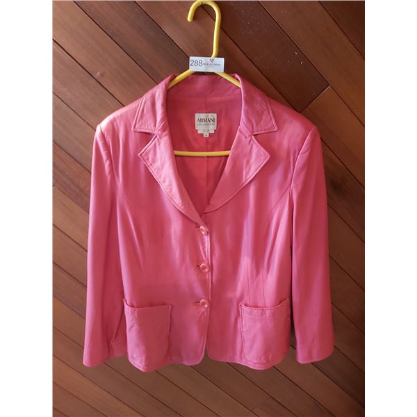 Armani  Pink Leather Jacket Size 14