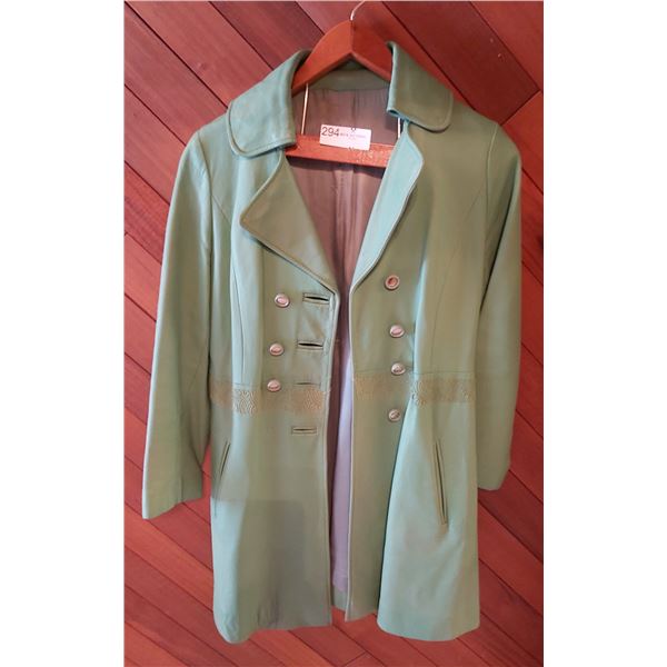 Crown Leather Women's Green Leather Coat Size S
