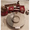 Image 1 : Assorted Christmas Items including Decorations, Serving Platter & Music Box
