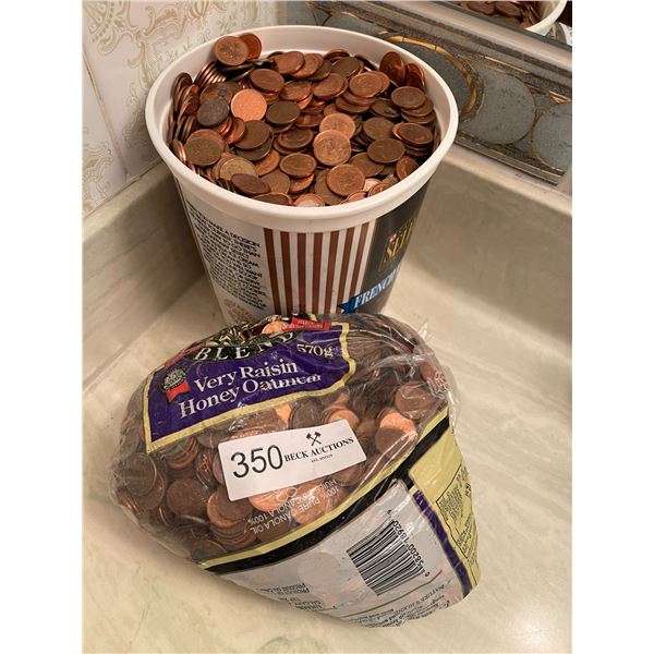 Giant bucket of pennies!