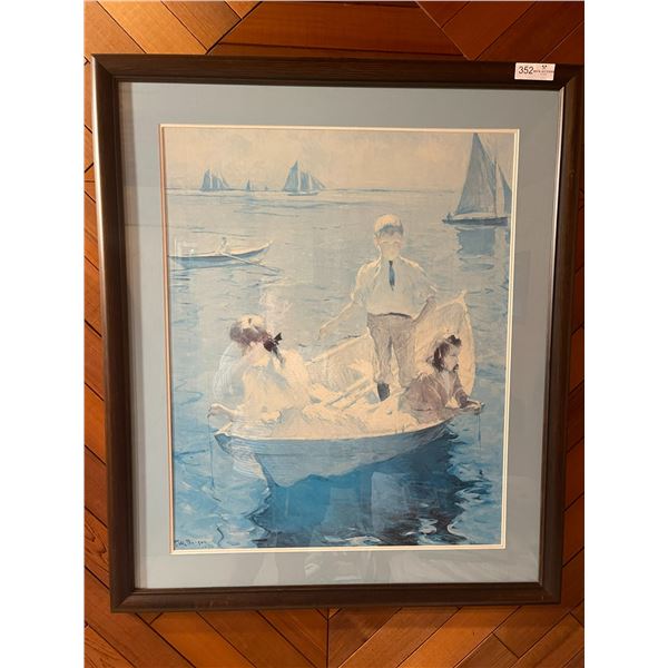 T W Bensen Oil Painting Sail Boats 33 x 38