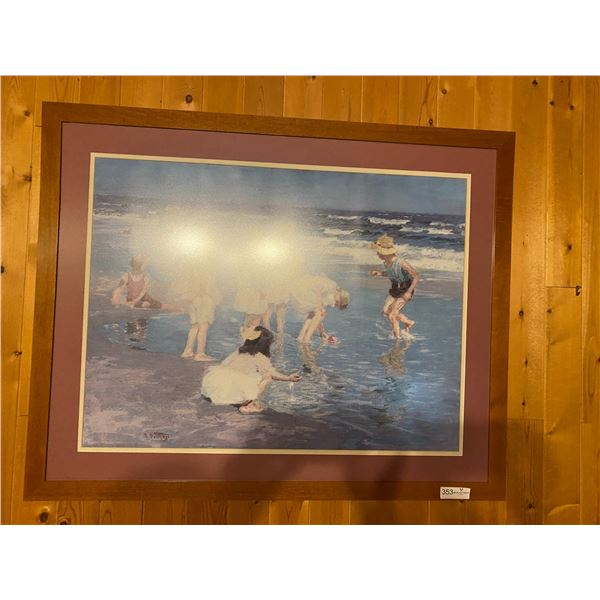 E Paddoc KIds On A Beach Oil Painting 40 x 32