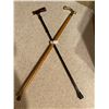 Image 1 : Two Walking Canes Brass Cat Handle