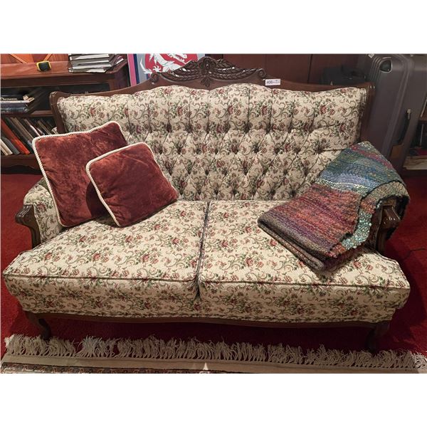 Art Nouvea Love Seat Carved Floral Adornments