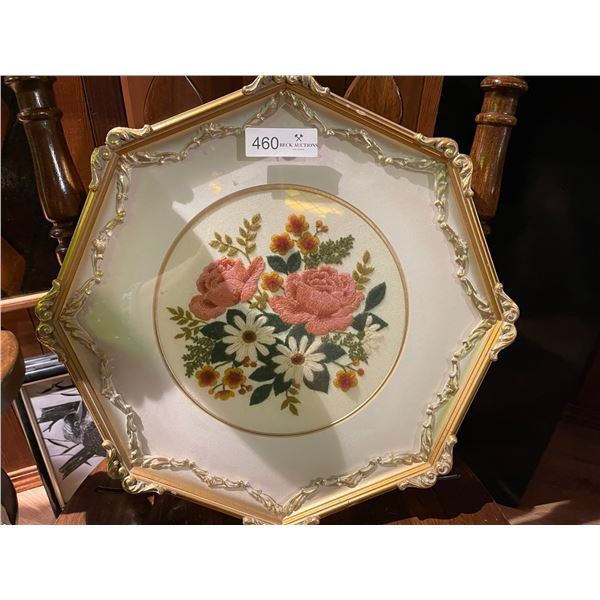 Needlepoint Roses Octagon Frame 17W