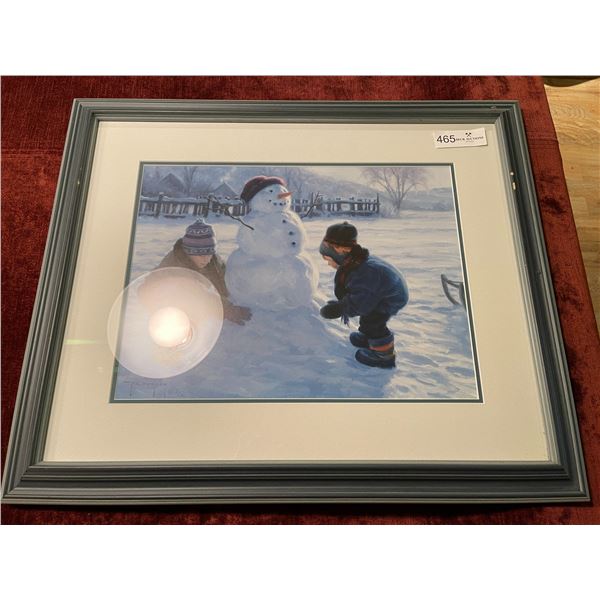 Kids Building Snowman 24 x 21