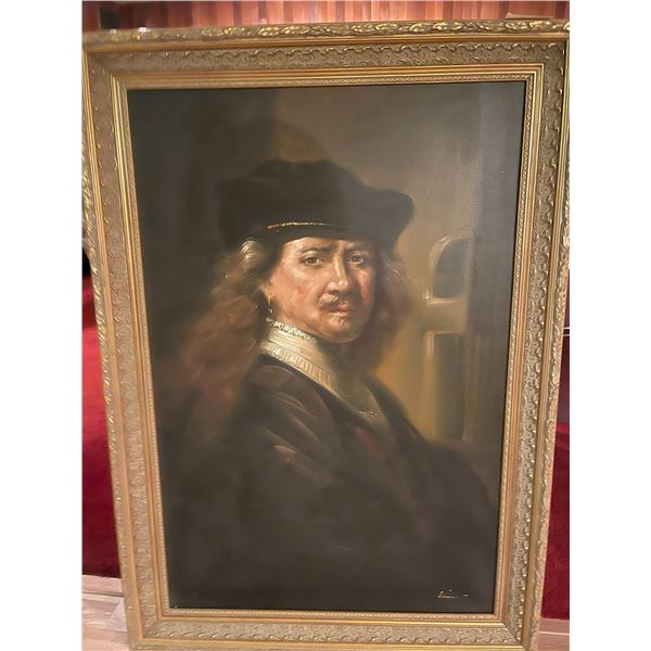 Rembrant - Self Portrait "Copy" Original Oil On Canvas 30 x 43