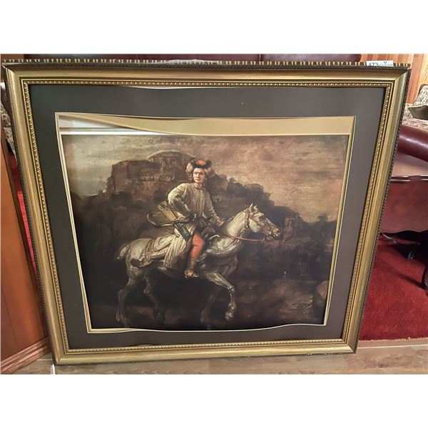 Military Horse Picture Print 39 x 36 Matting Needs Resetting