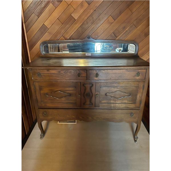 Antique Oak Sideboard  Mirror Back 50L 21D x 38H