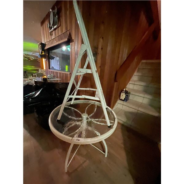 Round Glass Metal Table 30D x 20H