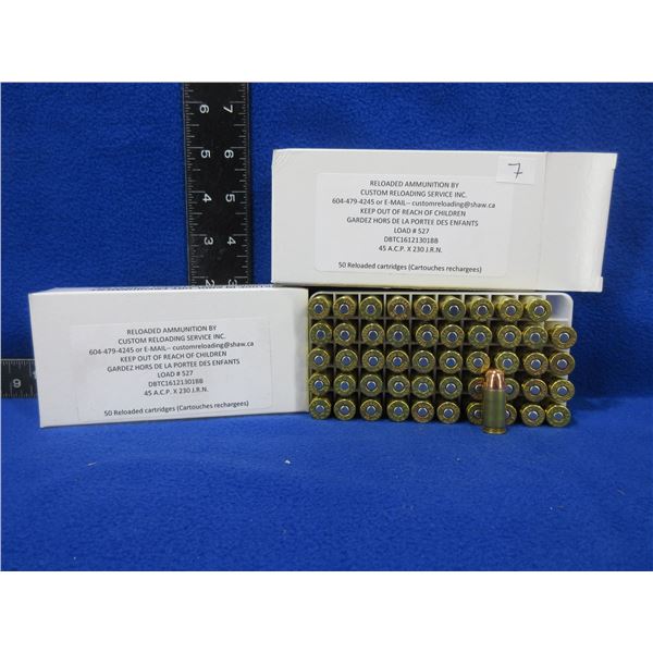 45 ACP X 230 JRN Factory Reloads by Custom Reloading