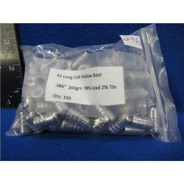 41 Long Colt .386" 200gr Hollow Base Bullets - Bag of 100