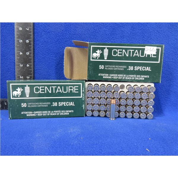 38 Spl Centaure Factory Reloads - 2 Boxes of 50