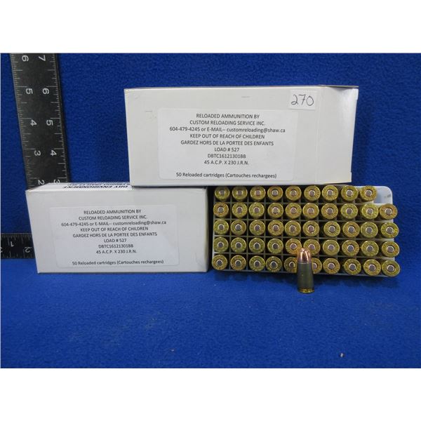 45 ACP X 230 JRN Factory Reloads by Custom Reloading