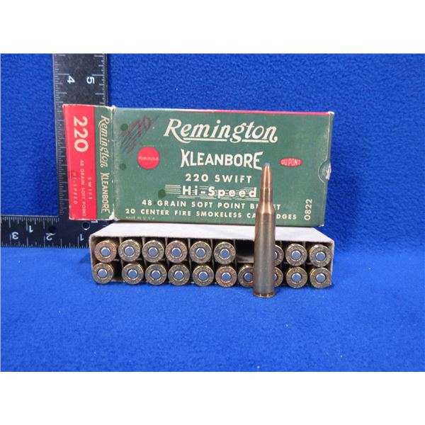 Collector Ammo - 220 Swift 48gr SP HV Remington Cartridges