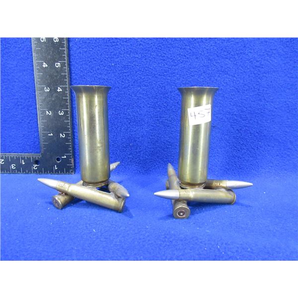 2 Homemade Brass Cartridge Candle Holders