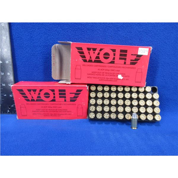 45 ACP 200gr SWC Lead Factory Reloads by Wolf