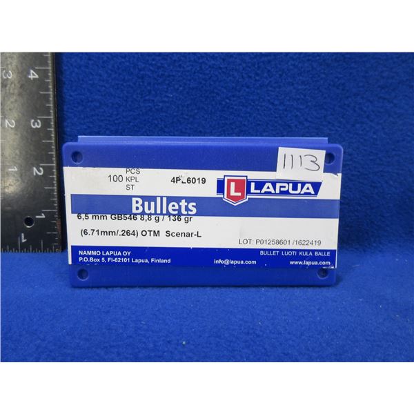 6.5MM .264" 136gr Lapua Bullets - Sealed Box of 100