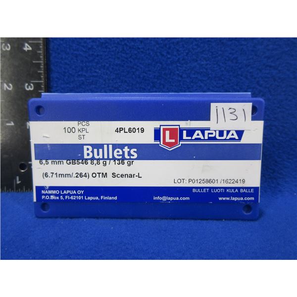 6.5MM .264" 136gr Lapua Bullets - Sealed Box of 100