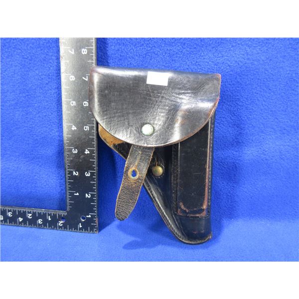 Leather Pistol Belt Holster with Magazine Pouch