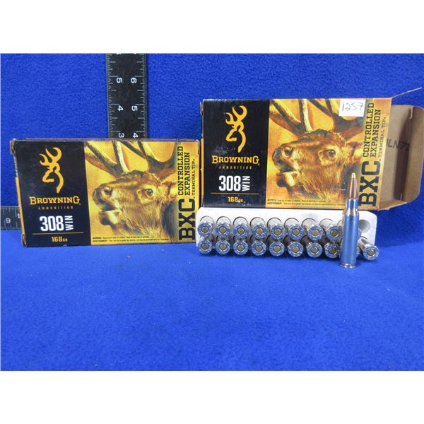 308 Win. 168gr BXC Browning Cartridges - 2 Boxes of 20