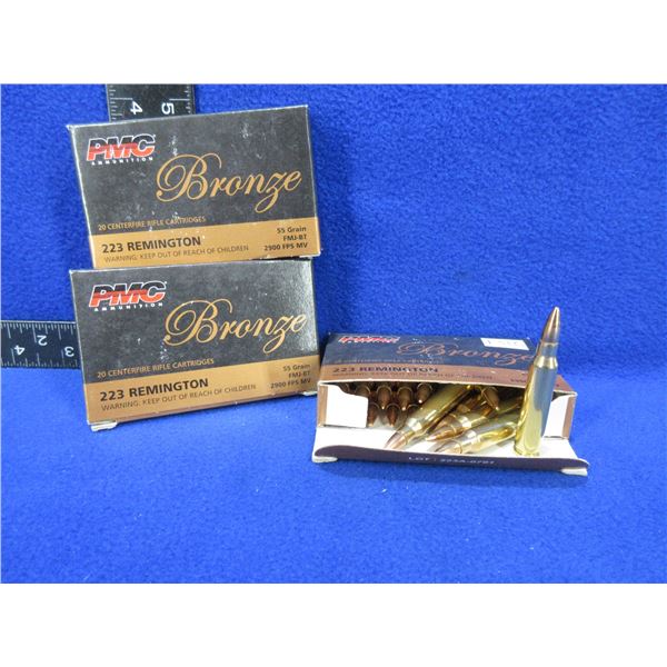 223 Rem. 55gr FMJ BT PMC Bronze Cartridges