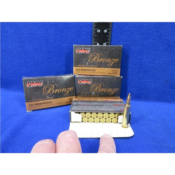 223 Rem. 55gr FMJ BT PMC Bronze Cartridges
