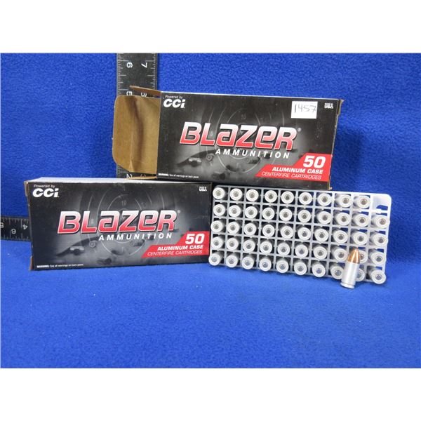 9MM Luger 115gr FMJ CCI Blazer Cartridges - 2 Boxes of 50