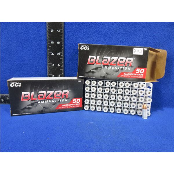 9MM Luger 115gr FMJ CCI Blazer Cartridges - 2 Boxes of 50