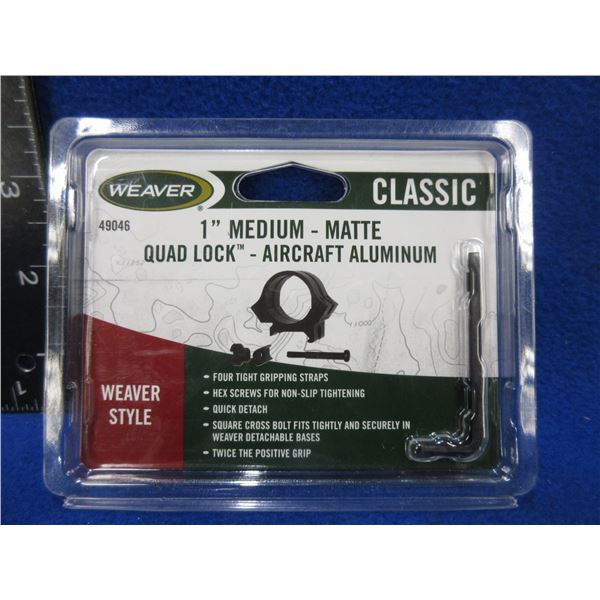 NEW - Weaver 1" Medium Quad Lock Scope Rings # 49046