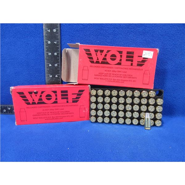 45 ACP 200gr SWC Lead Factory Reloads by Wolf
