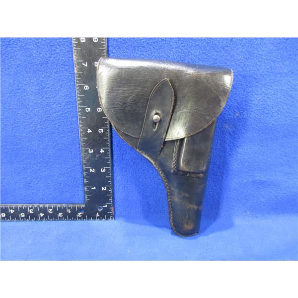 Leather Pistol Belt Holster with Magazine Pouch