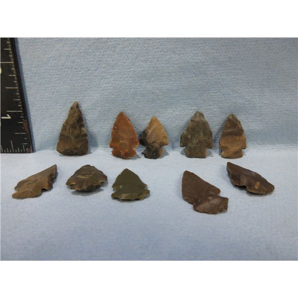 10 Arrowheads - Approx. 3/4" to 1 1/4" Length