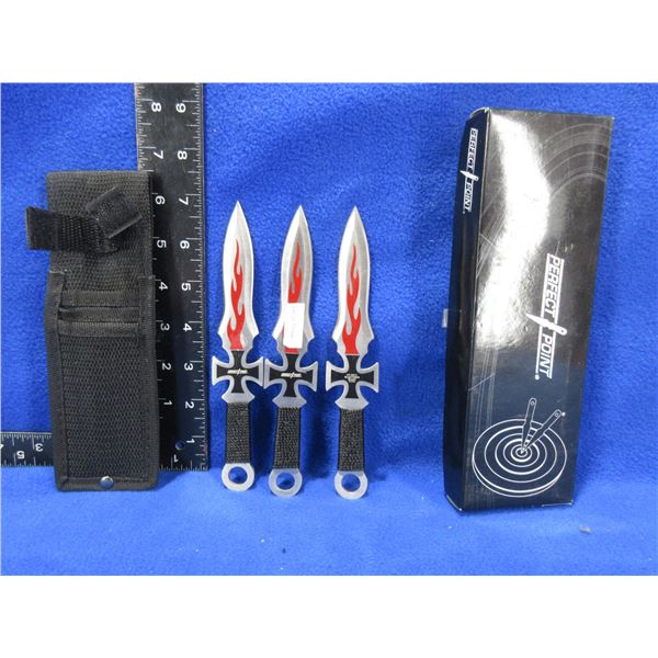 NEW - Perfect Point PP-020-3 Throwing Knives with Sheath