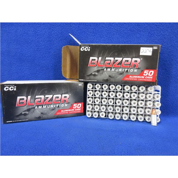 9MM Luger 115gr FMJ CCI Blazer Cartridges - 2 Boxes of 50