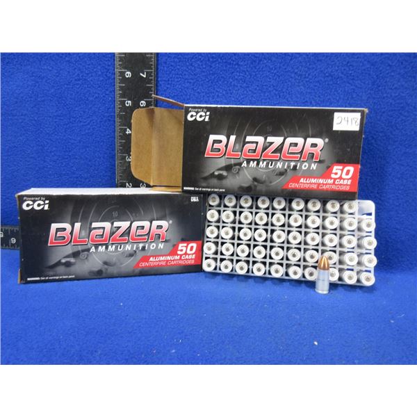 9MM Luger 115gr FMJ CCI Blazer Cartridges - 2 Boxes of 50