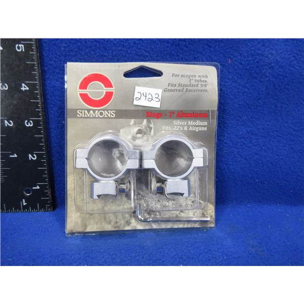 NEW - Simmons 1" Aluminum Rings - Fits 22's & Airguns