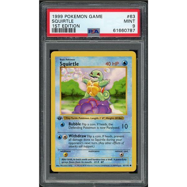 Pokemon: 1999 Squirtle 1st Edition Base Set (PSA 9)