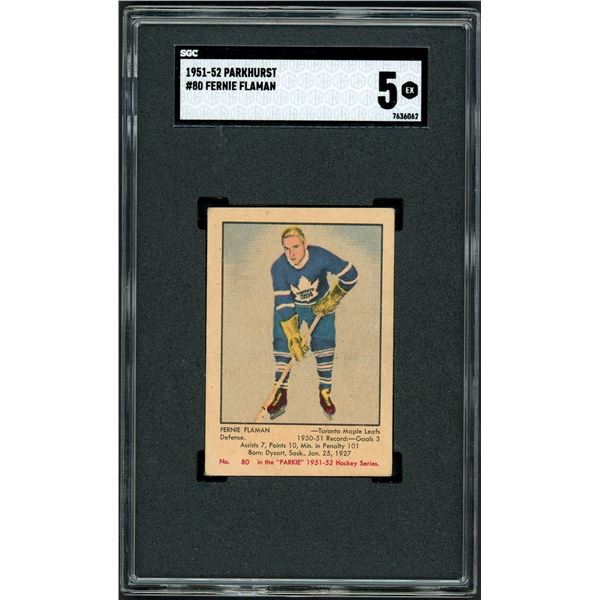 1951-52 Parkhurst #80 Fernie Flaman RC (SGC 5)