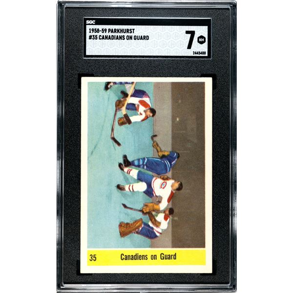 1958-59 Parkhurst #35 Canadiens On Guard (SGC 7)