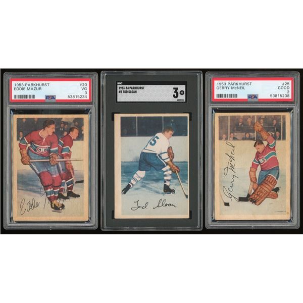 Lot of 3 x 1953-54 Parkhurst Hockey Cards (PSA/SGC)