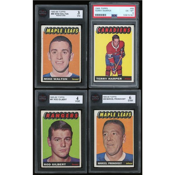 Lot of 4 x 1965-66 Topps Hockey Cards - Stars (KSA/PSA)